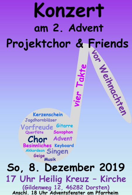 Am Sonntag, 2. Advent, findet ein Konzert des Altendorfer Projektchores statt! 